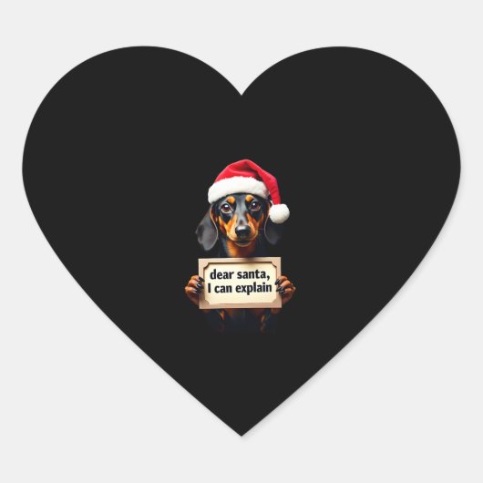 Funny Dachshund Christmas Dear Santa I Can Explain Herz-Aufkleber (Vorderseite)