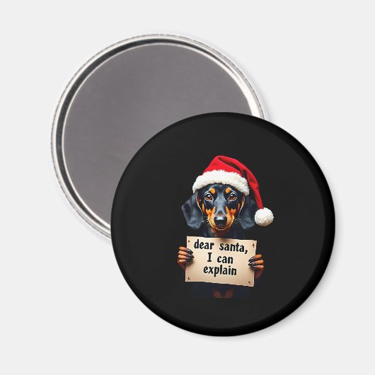 Funny Dachshund Christmas Dear Santa I Can Explain Magnet (Vorderseite/Rückseite)