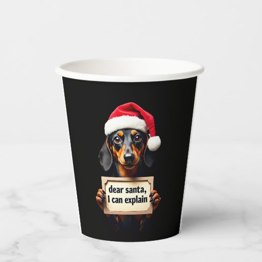Funny Dachshund Christmas Dear Santa I Can Explain Pappbecher (Vorderseite)