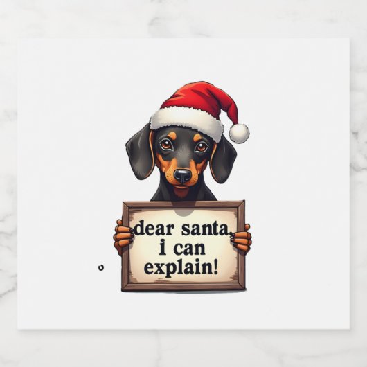 Funny Dachshund Christmas Dear Santa I Can Explain Schaumweinetikett (Einzelnes Label)