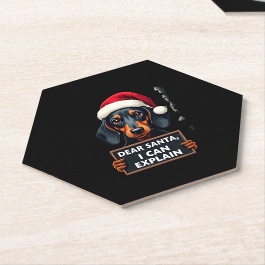 Funny Dachshund Christmas Dear Santa I Can Explain Untersetzer (angewinkelt)