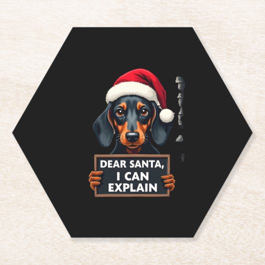 Funny Dachshund Christmas Dear Santa I Can Explain Untersetzer (Vorderseite)