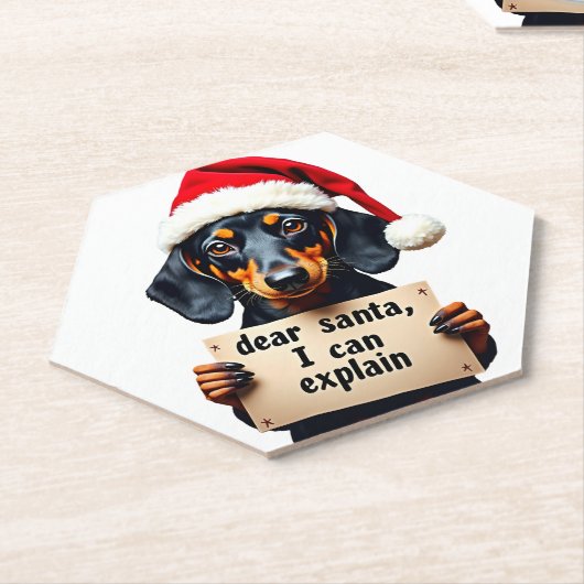 Funny Dachshund Christmas Dear Santa I Can Explain Untersetzer (angewinkelt)