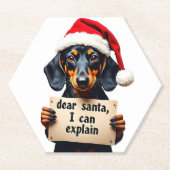 Funny Dachshund Christmas Dear Santa I Can Explain Untersetzer (Vorderseite)