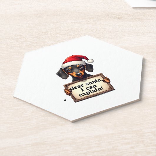 Funny Dachshund Christmas Dear Santa I Can Explain Untersetzer (angewinkelt)