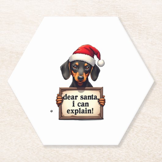 Funny Dachshund Christmas Dear Santa I Can Explain Untersetzer (Vorderseite)