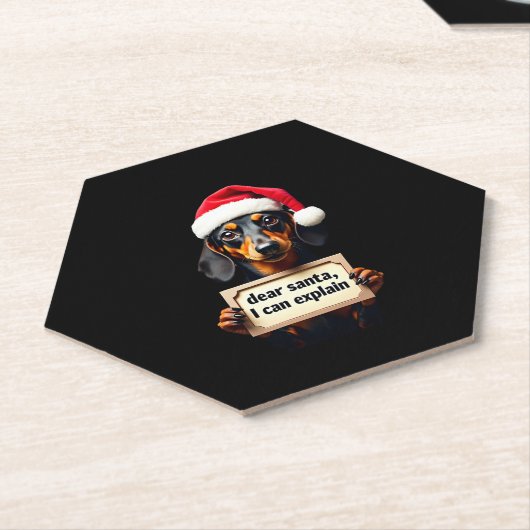 Funny Dachshund Christmas Dear Santa I Can Explain Untersetzer (angewinkelt)