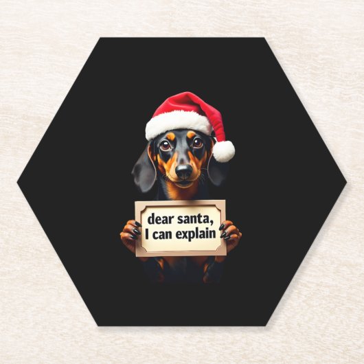 Funny Dachshund Christmas Dear Santa I Can Explain Untersetzer (Vorderseite)