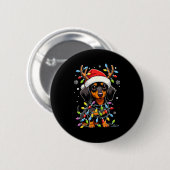 Funny Dachshund Christmas Lights Santa Hat Xmas  Button (Vorne & Hinten)