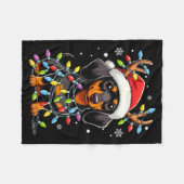 Funny Dachshund Christmas Lights Santa Hat Xmas Fleecedecke (Vorderseite (Horizontal))