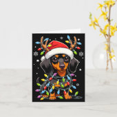 Funny Dachshund Christmas Lights Santa Hat Xmas Karte (Gelbe Blume)