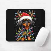 Funny Dachshund Christmas Lights Santa Hat Xmas Mousepad (Mit Mouse)