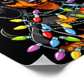 Funny Dachshund Christmas Lights Santa Hat Xmas Poster (Ecke)