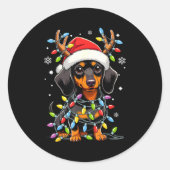 Funny Dachshund Christmas Lights Santa Hat Xmas  Runder Aufkleber (Vorderseite)