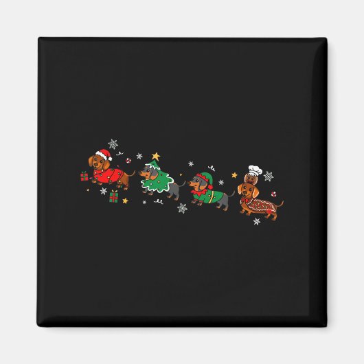 Funny Dachshund Christmas Parade Magnet (Vorne)