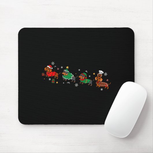 Funny Dachshund Christmas Parade  Mousepad (Mit Mouse)