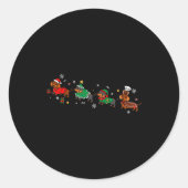 Funny Dachshund Christmas Parade Runder Aufkleber (Vorderseite)