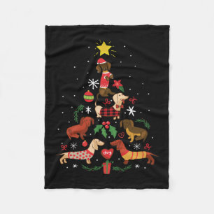 Funny Dachshund Christmas Tree Fleecedecke