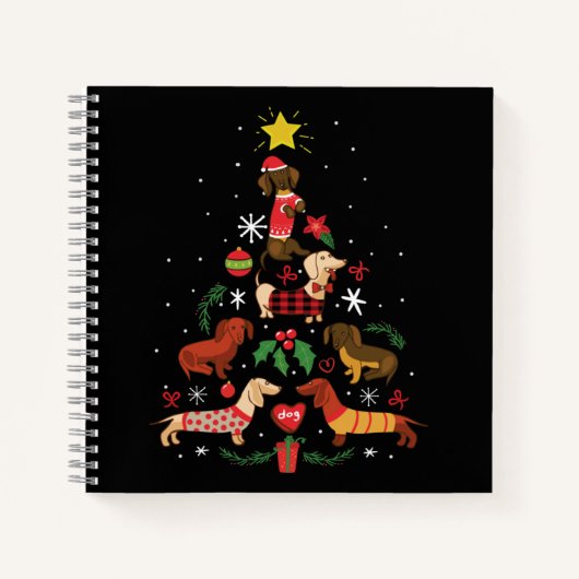 Funny Dachshund Christmas Tree Notizblock (Vorderseite)