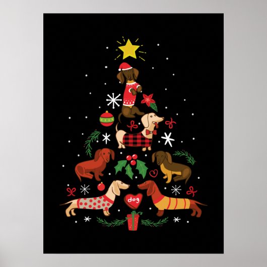 Funny Dachshund Christmas Tree Poster (Vorne)