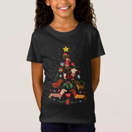 Funny Dachshund Christmas Tree T-Shirt (Vorderseite)