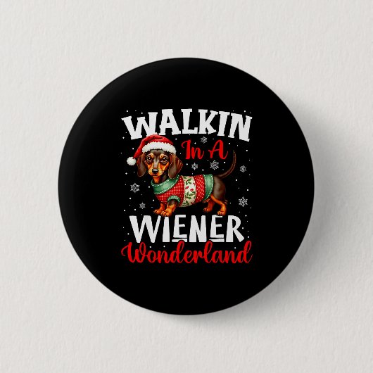 Funny Dachshund Cute Christmas Dog Lover Walking I Button (Vorderseite)