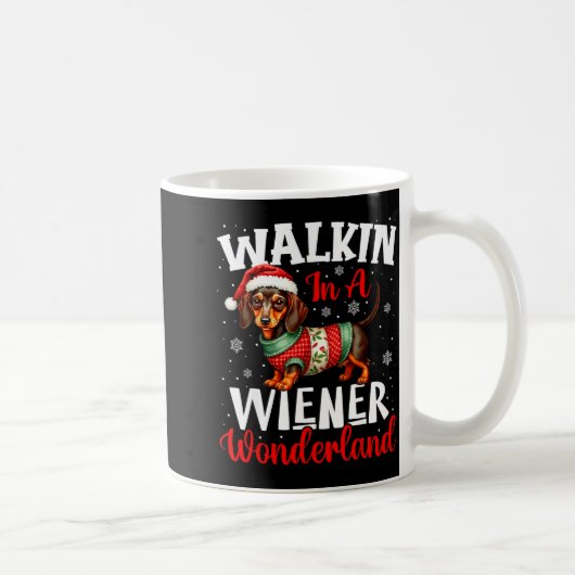 Funny Dachshund Cute Christmas Dog Lover Walking I Kaffeetasse (Rechts)