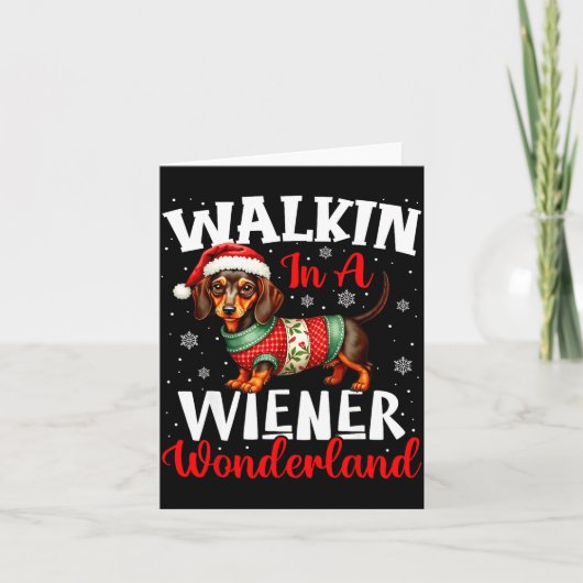 Funny Dachshund Cute Christmas Dog Lover Walking I Karte (Vorderseite)