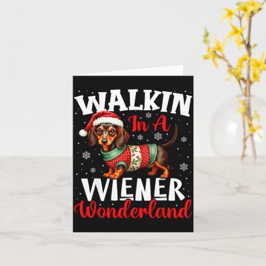 Funny Dachshund Cute Christmas Dog Lover Walking I Karte (Gelbe Blume)