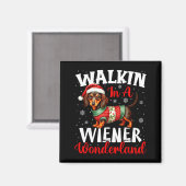 Funny Dachshund Cute Christmas Dog Lover Walking I Magnet (Vorderseite/Rückseite)