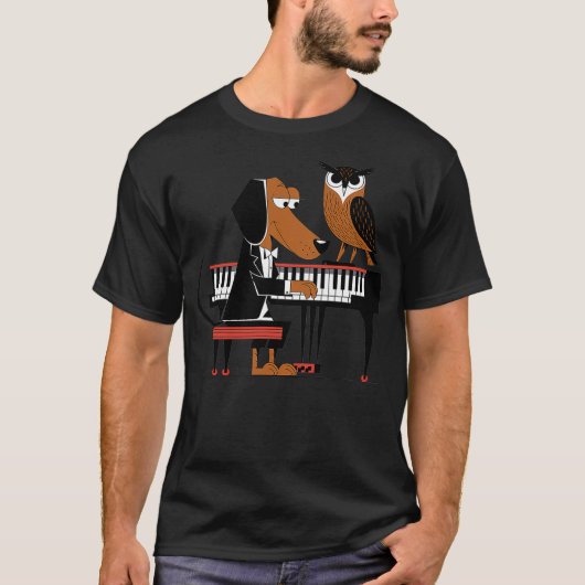 Funny Dachshund Dog Playing Piano Music Cubism Abs T-Shirt (Vorderseite)