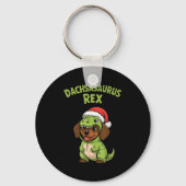 Funny Dachshund Dog T-rex Costume Christmas Kids B Schlüsselanhänger (Vorderseite)