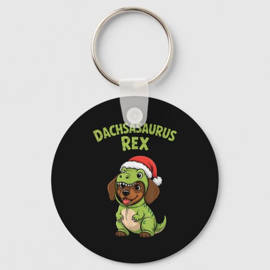Funny Dachshund Dog T-rex Costume Christmas Kids B Schlüsselanhänger (Vorderseite)