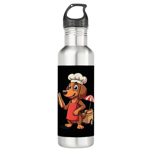 Funny Dachshund Dog Weenie Sausage Hotdog Sandwich Edelstahlflasche (Vorderseite)