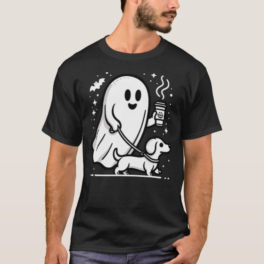 Funny Dachshund Ghost Halloween Spooky Season Ween T-Shirt (Vorderseite)