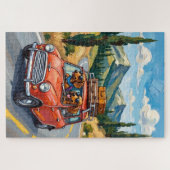 Funny Dachshund Road Trip Adventure Dog Lover Art Puzzle (Horizontal)