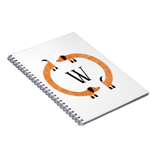 Funny Dachshund Sausage Dog Monogram Notizblock (Rechte Seite)