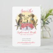 Funny Dachshund Save The Date Dog Lovers Card (Stehend Vorderseite)