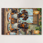 Funny Dachshund Sushi Bar Dog Lover Art Puzzle (Horizontal)