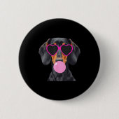 Funny Dachshund Wearing Gles And Blowing Nk Bubble Button (Vorderseite)