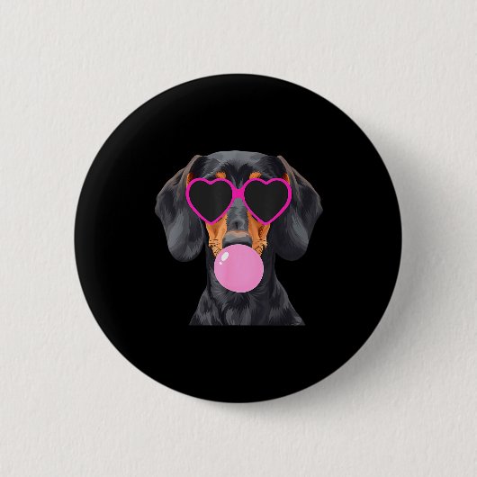Funny Dachshund Wearing Gles And Blowing Nk Bubble Button (Vorderseite)