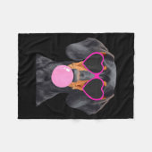 Funny Dachshund Wearing Gles And Blowing Nk Bubble Fleecedecke (Vorderseite (Horizontal))