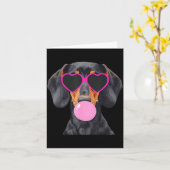 Funny Dachshund Wearing Gles And Blowing Nk Bubble Karte (Gelbe Blume)