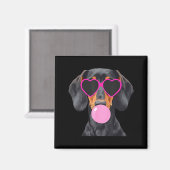 Funny Dachshund Wearing Gles And Blowing Nk Bubble Magnet (Vorderseite/Rückseite)