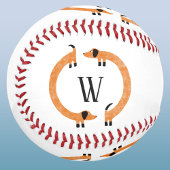 Funny Dachshund Wiener Sausage Dog Monogram Baseball