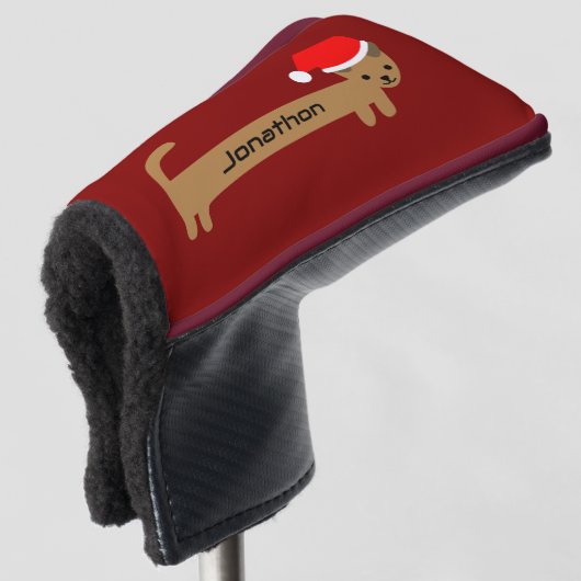 Funny Dackel Burgundy Red Niedlich Golf Headcover (3/4 Vorderseite)