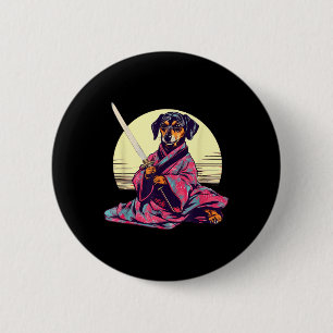 Funny Dackel Dackel Hund Japanisch Tattoo Ukiyoe Button