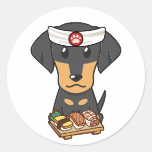 Funny Dackel Dog ist ein Sushi-Koch Runder Aufkleber