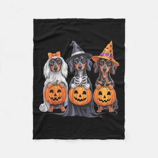 Funny Dackel Halloween Pumpkin Würstchen Dog Skele Fleecedecke (Vorderseite)
