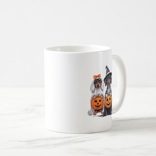 Funny Dackel Halloween Pumpkin Würstchen Dog Skele Kaffeetasse (VorderseiteRechts)